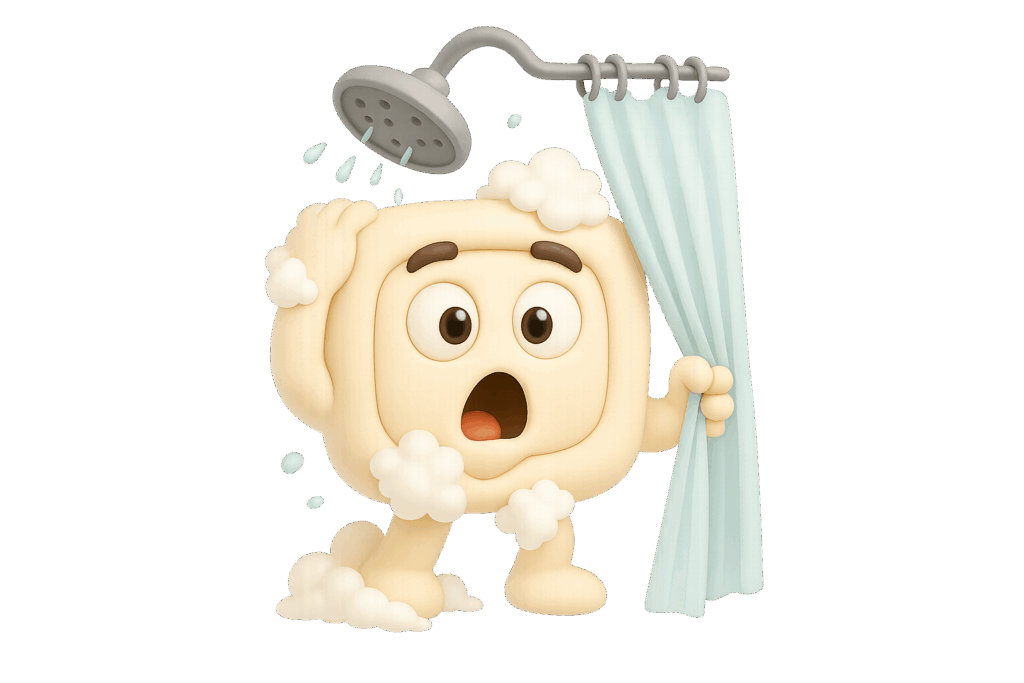 mascotte babol surpris sous la douche page 404